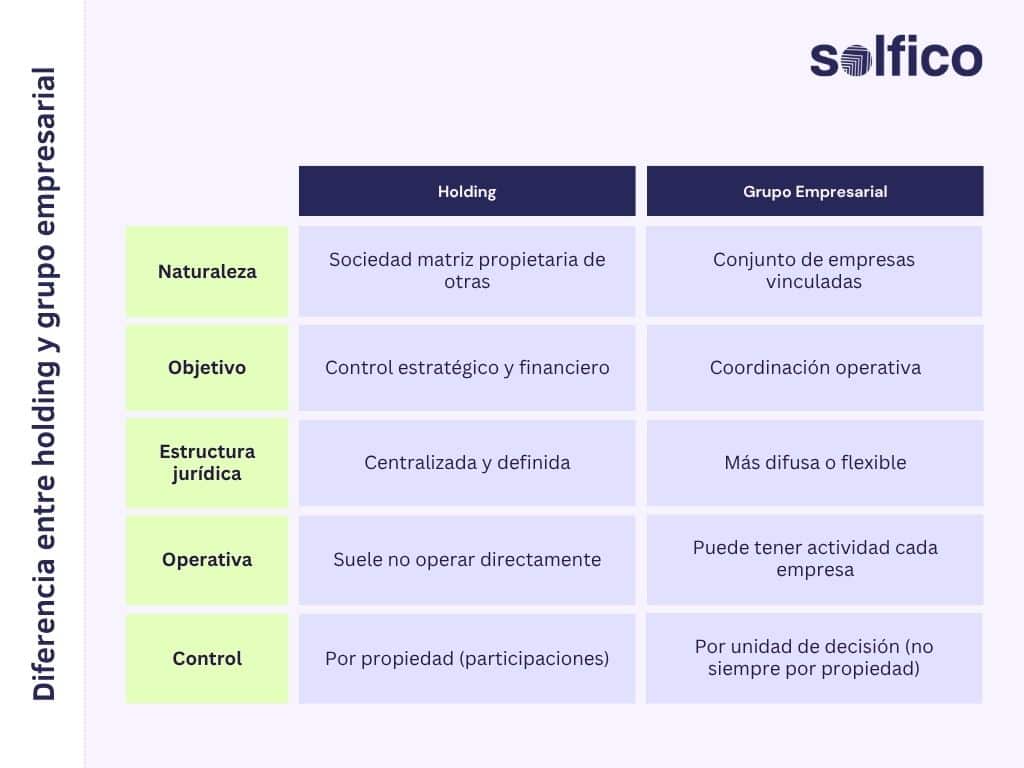 diferencia entre holding y grupo empresarial